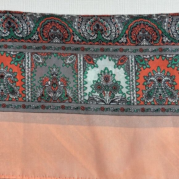 Honey Vintage Peach Silk Paisley Scarf 10 x 50 NWOT - Picture 5 of 10